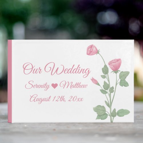 Spring Floral Watercolor Pink Flowers Wedding Guest Book