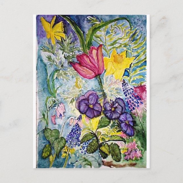 Spring Floral Watercolor Postcard (Front)