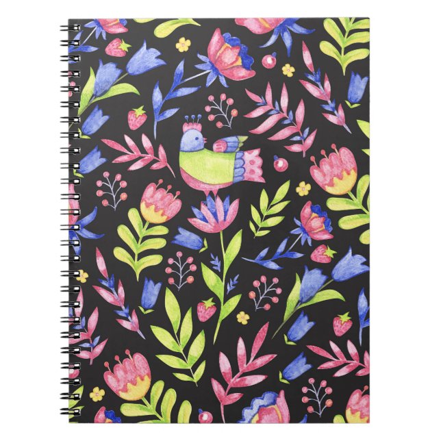 Spring Floral: Watercolor Seamless Pattern Notebook (Front)