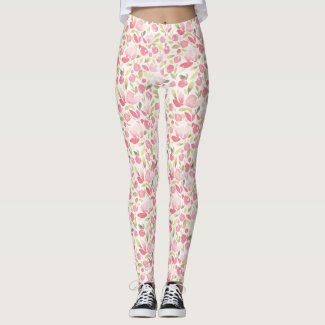Spring Floral Watercolours: Rushing Cherry Tulips Leggings