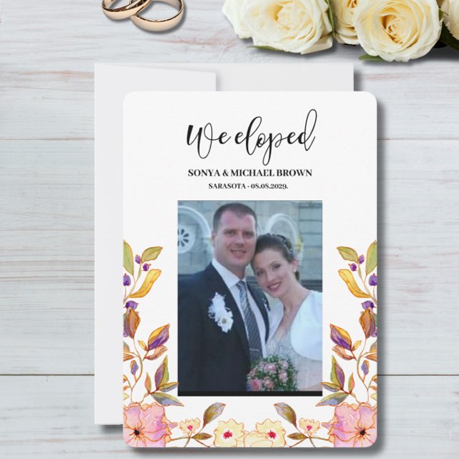 Spring Floral We Eloped Wedding Announcement  (Creator Uploaded)