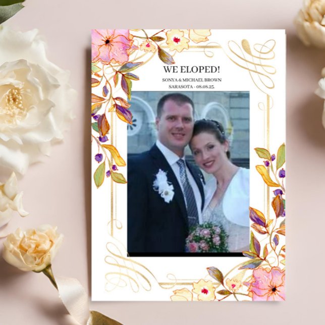 Spring Floral We Eloped Wedding Announcement  (Creator Uploaded)