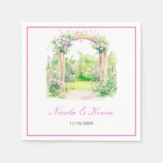 Spring Floral Wedding Arch Napkins (Front)