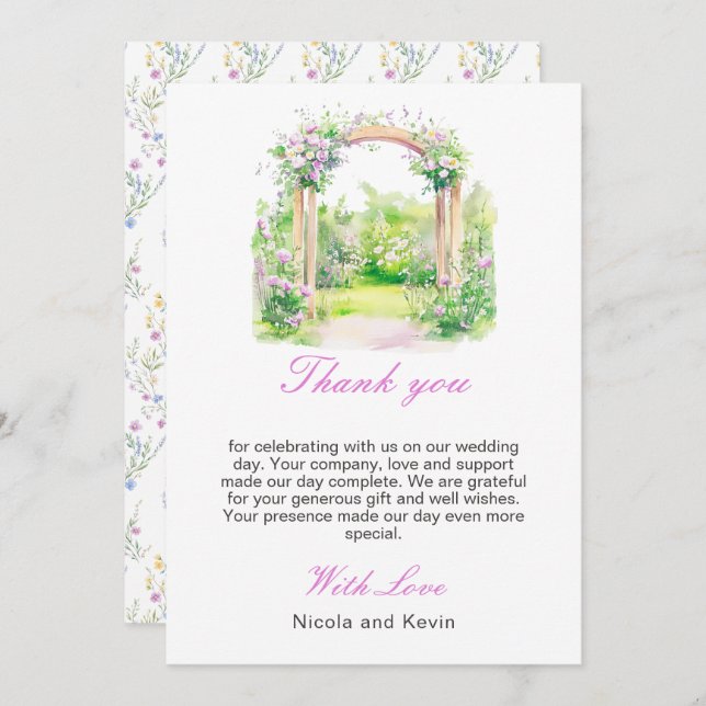 Spring Floral Wedding Arch Thank You Card (Front/Back)