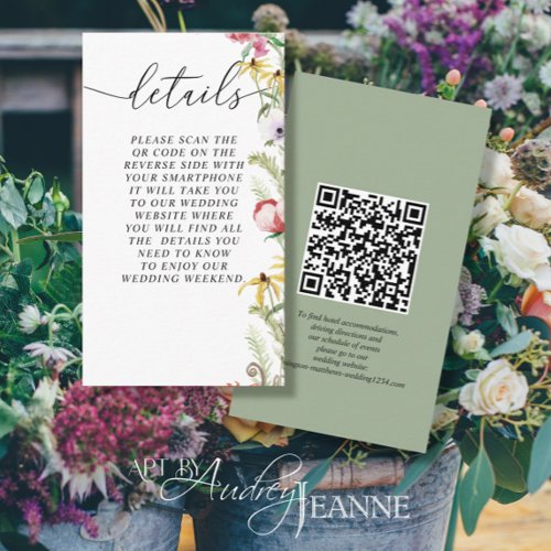 Spring Floral Wedding Details QR Code Enclosure