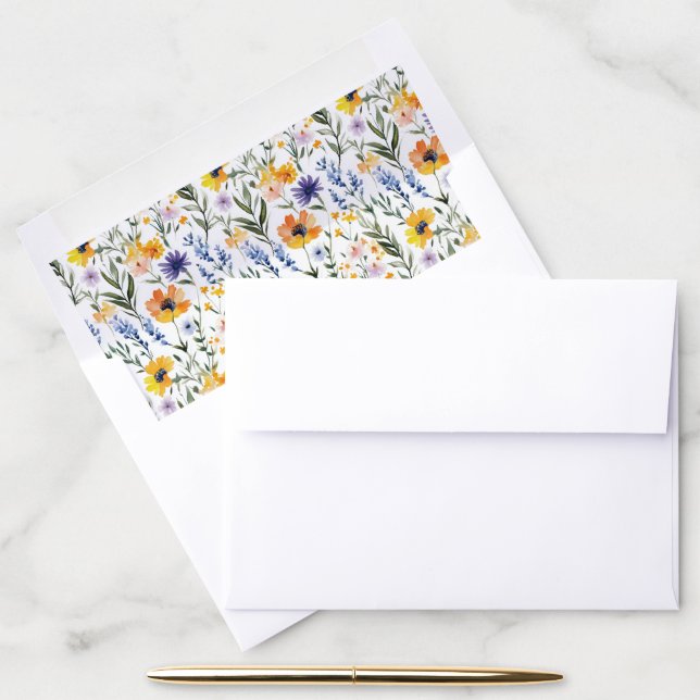 Spring Floral Wedding Envelope Liner (Desk)