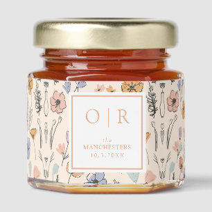 Spring Floral Wedding Favor Monogram Honey Jars