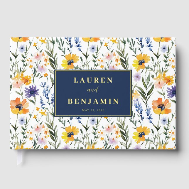 Spring Floral Wedding Foil Guest Book (Front)