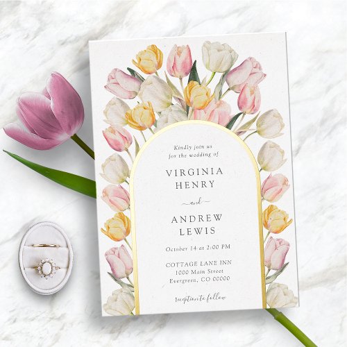 Spring Floral Wedding Foil Invitation