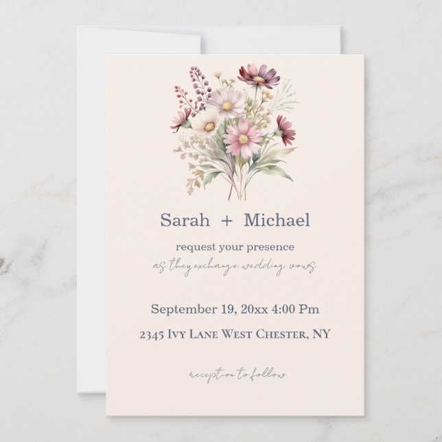 Spring Floral Wedding Invitation (Front)