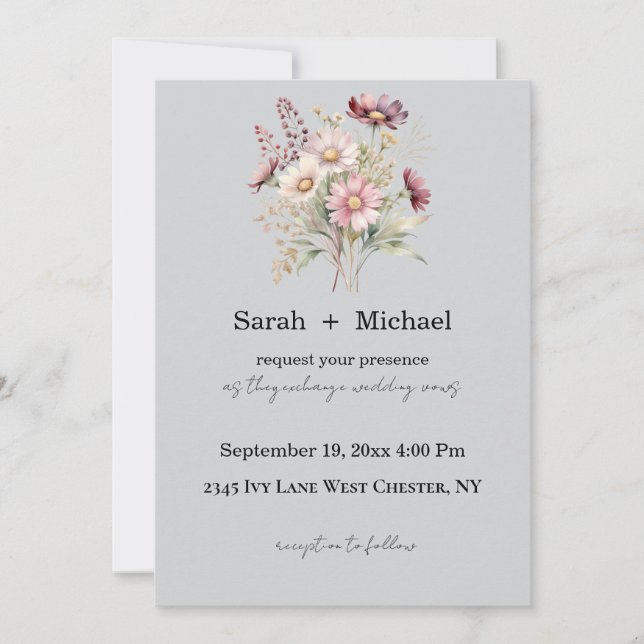 Spring Floral Wedding Invitation (Front)