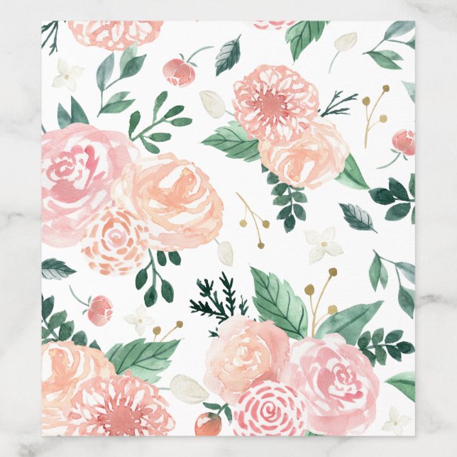 Spring Floral Wedding Leaf Invitation Envelope Liner (Design)