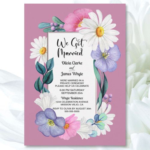 Spring Floral Wedding Reception Invitation