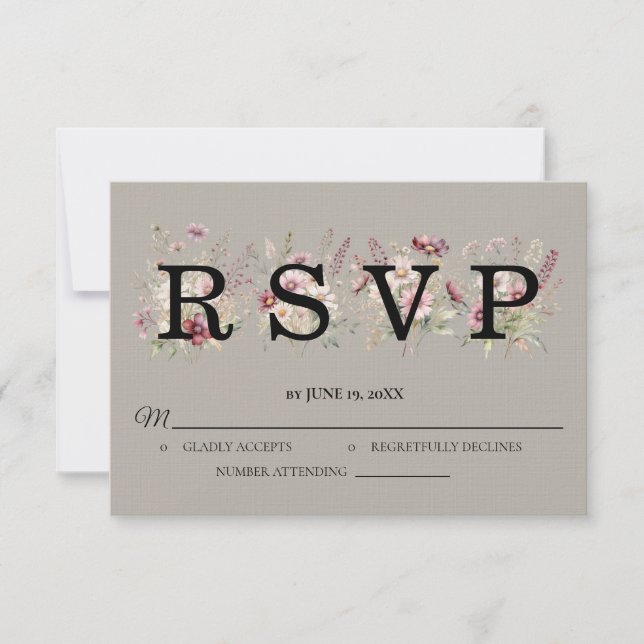 Spring Floral Wedding RSVP card (Front)