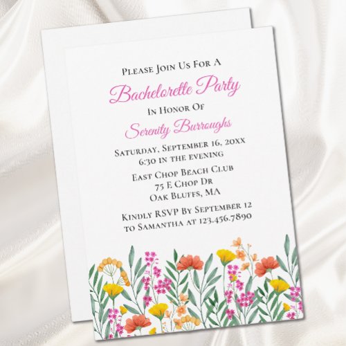 Spring Floral Wildflower Bachelorette Party Invitation