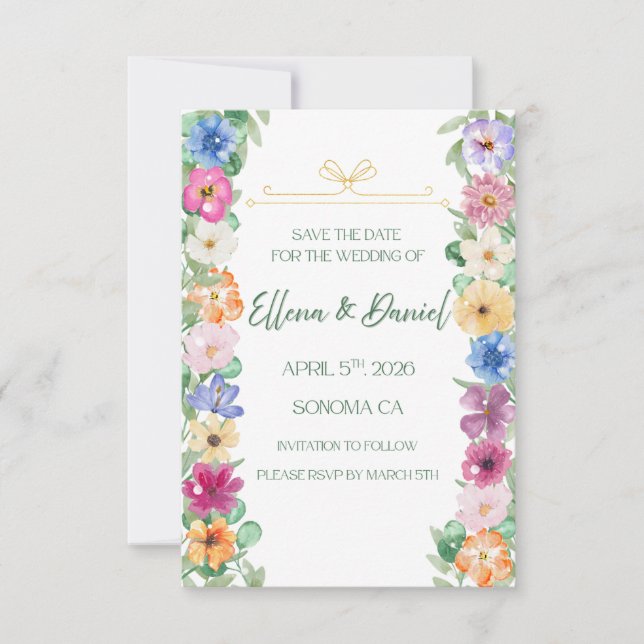 Spring Floral Wildflower save the date (Front)