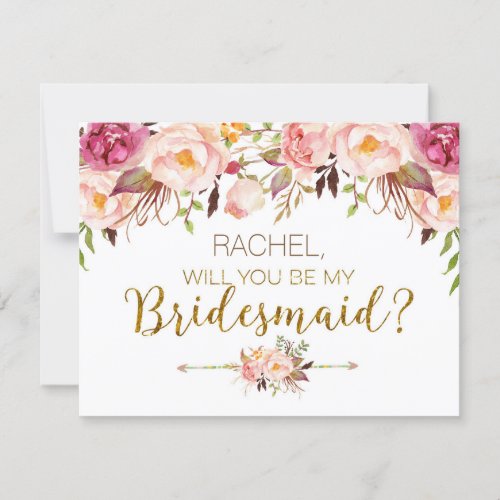 Spring Floral Will You Be My Bridesmaid Card