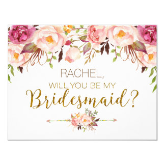Spring Floral Will You Be My Bridesmaid Card