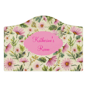 Spring Floral With Name Door Sign