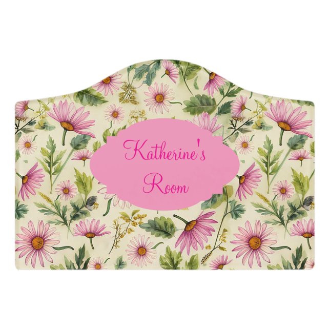 Spring Floral With Name Door Sign (Small Crest Front)