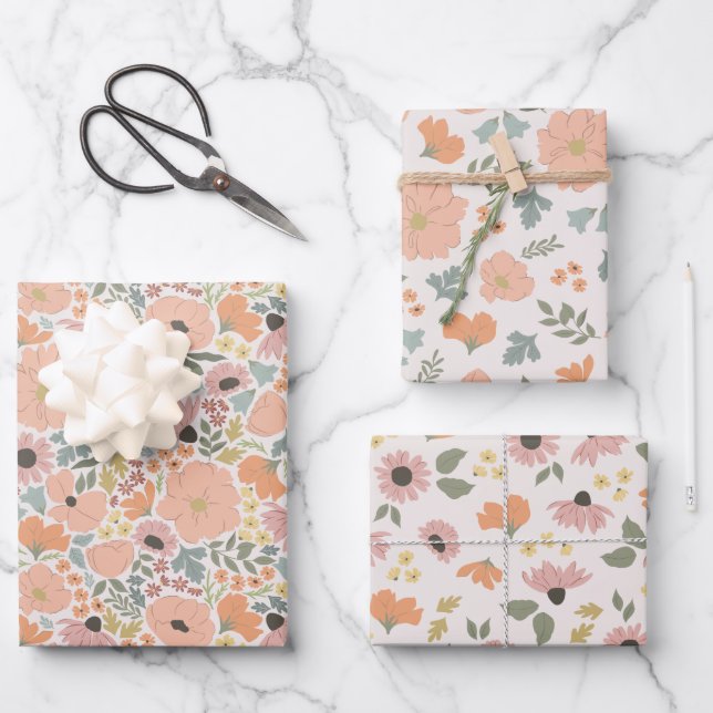 Spring Floral  Wrapping Paper Sheets (Front)