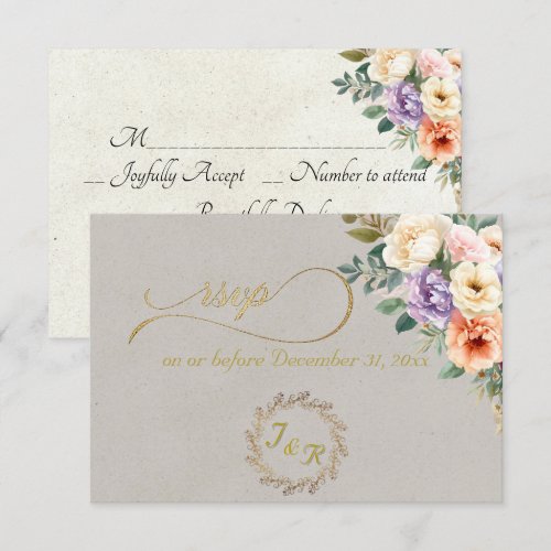 Spring Floral &amp; Wreath - Beige RSVP Card