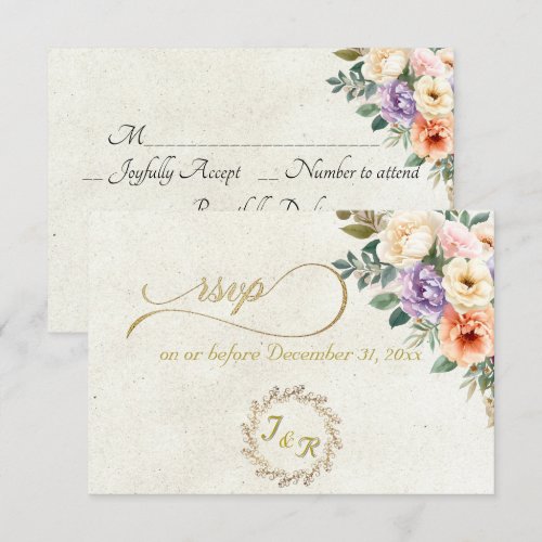 Spring Floral & Wreath - Cream RSVP Card