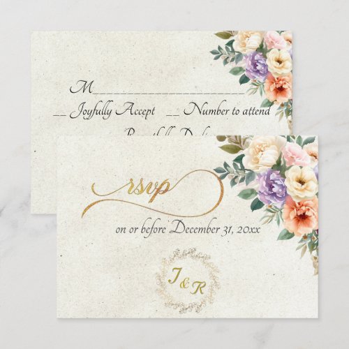 Spring Floral & Wreath - Cream RSVP Card