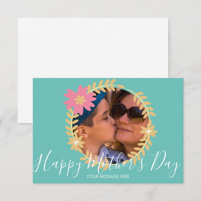 Spring Floral Wreath Happy Mother's Day Card (Front/Back)