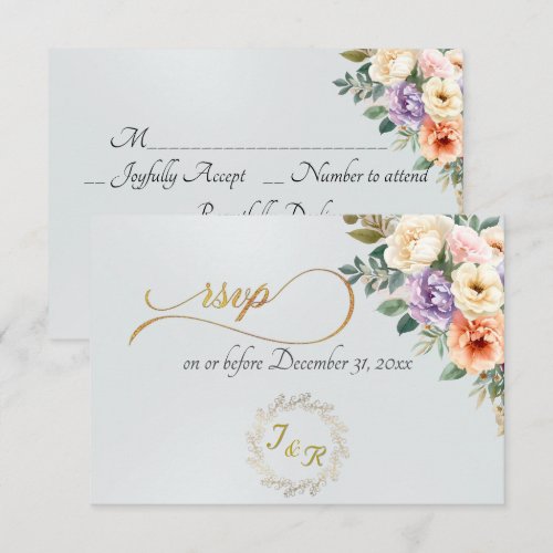 Spring Floral & Wreath - Pearl White RSVP Card