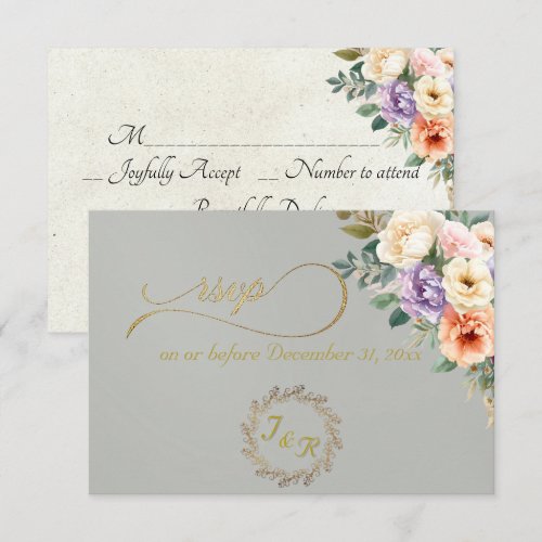 Spring Floral &amp; Wreath -Sage RSVP Card