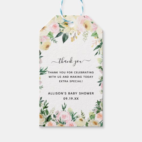 Spring Florals  Baby Shower Thank You Gift Tags