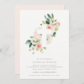 Spring Florals Baptism Invitation by FINEandDANDY at Zazzle