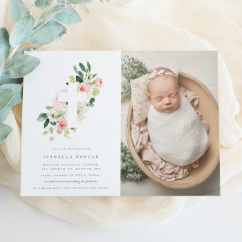 Spring Florals Baptism Photo Invitation by FINEandDANDY at Zazzle