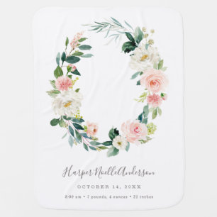 Spring Florals Birth Announcement Newborn Blanket