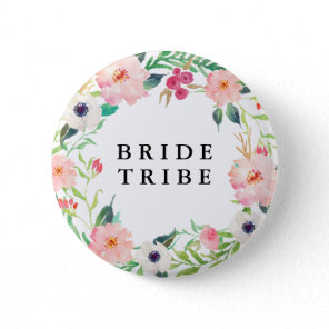 Spring Florals Bride Tribe Wedding Pinback Button