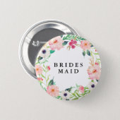 Spring Florals Bridesmaid Wedding Pinback Button (Front & Back)