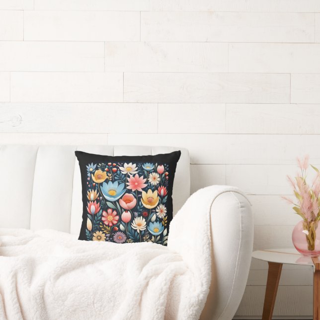 Spring Florals Duvet Cover Throw Pillow (Couch)