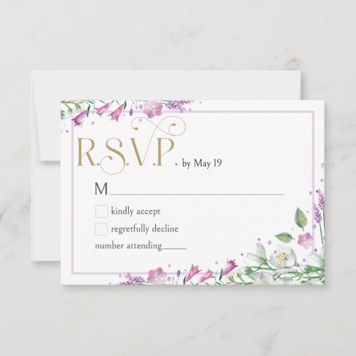 Spring Florals Elegant Typography 1B Wedding RSVP Card