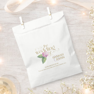 Spring Florals Elegant Typography Wedding Cake Favor Bag