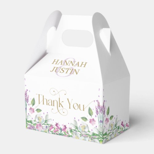 Spring Florals Elegant Typography Wedding Favor Boxes