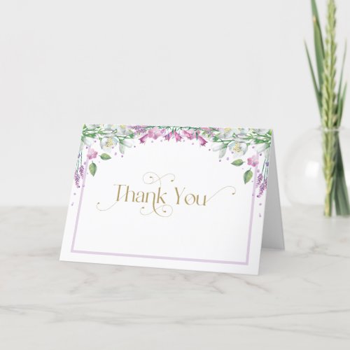 Spring Florals Elegant Typography Wedding Thank You Card