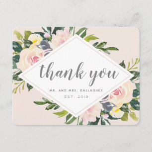 Spring Florals   Flat Wedding Thank You Card