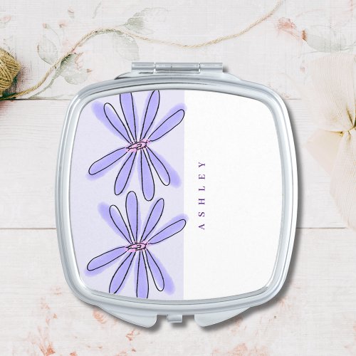 Spring Florals Lavender Purple  Compact Mirror