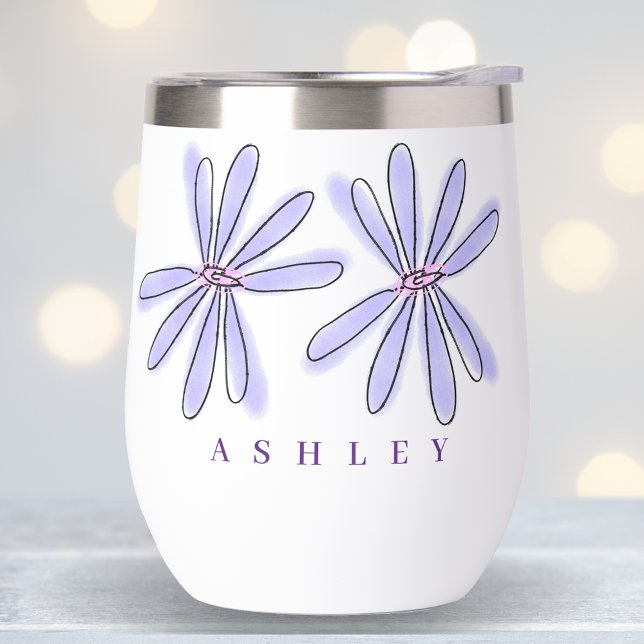 Spring Florals Lavender Purple  Thermal Wine Tumbler (Creator Uploaded)