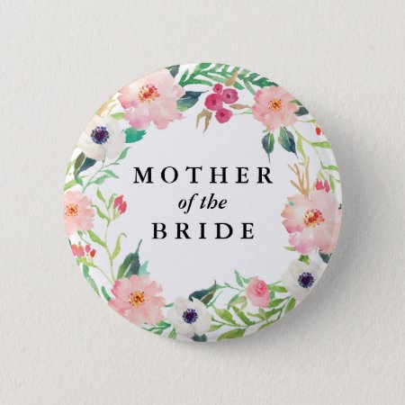 Spring Florals Mother Of The Bride Wedding Button