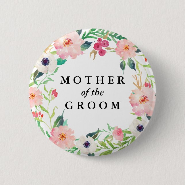 Spring Florals Mother of the Groom Wedding Button (Front)
