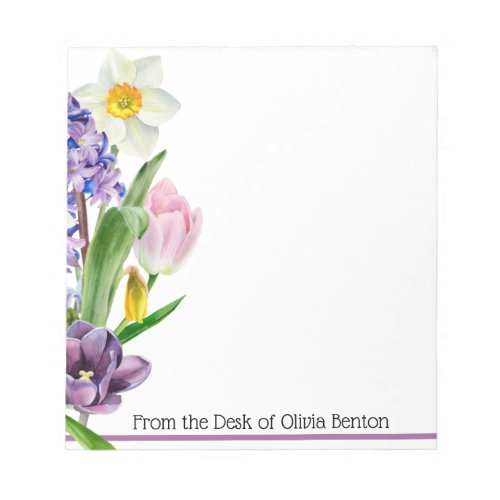 Spring Florals Name White Notepad