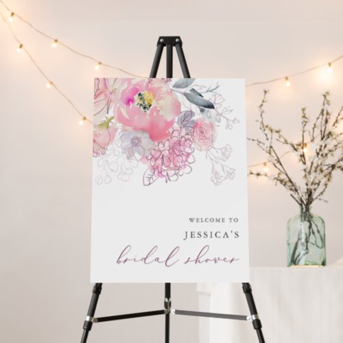 Spring Florals Pink  Mauve Bridal Shower Welcome Foam Board