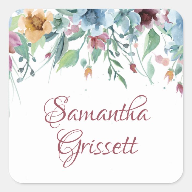 Spring Florals Square Sticker (Front)
